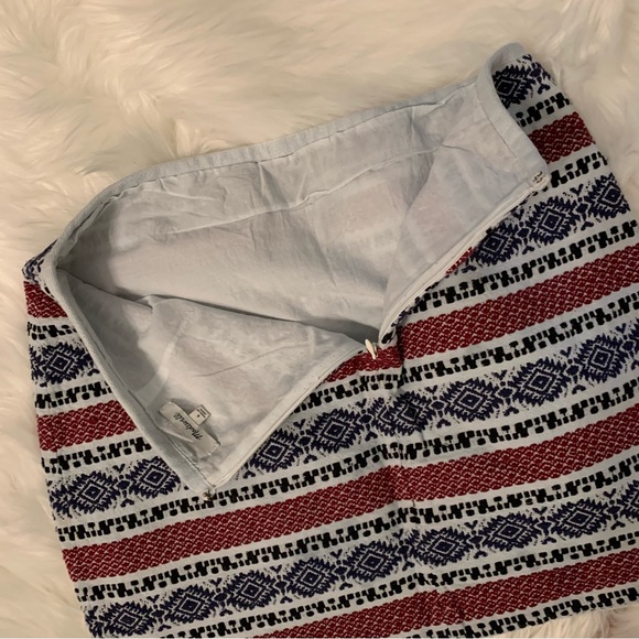 Madewell Embroidered Tapestry Jacquard Gamine Skirt Size 6 Blue Red Off-White - Picture 8 of 11